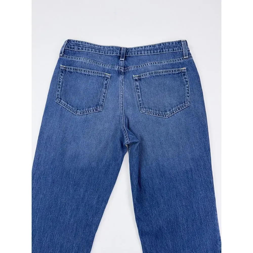 L'Agence Milana Low Rise Stovepipe Crop Straight Jean Raw Hem Women's 28 Blue